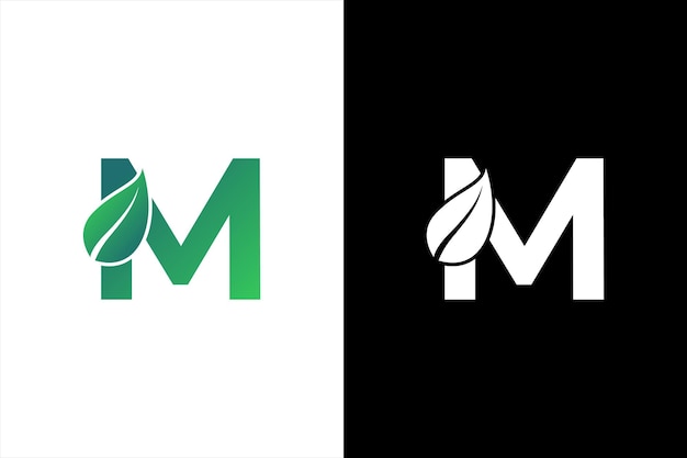 文字 M リーフ ロゴ アイコン デザイン テンプレート ベクトル シンボル アルファベット植物自然 M 文字ロゴ