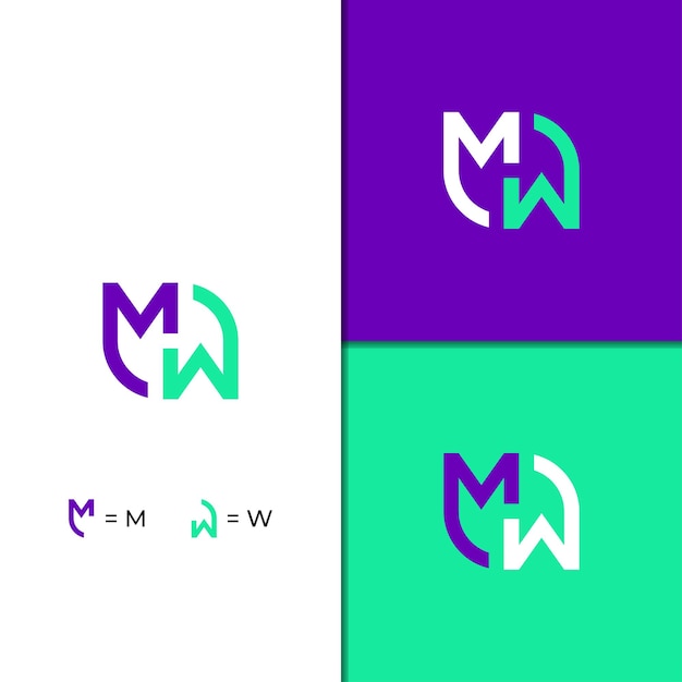 Letter m and letter w modern logo