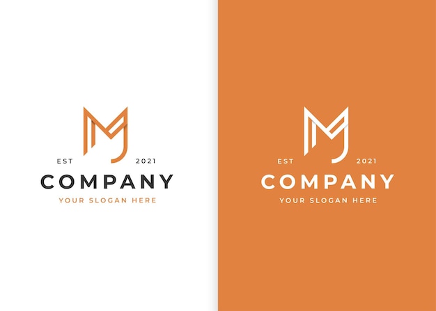 Letter M line style logo design template