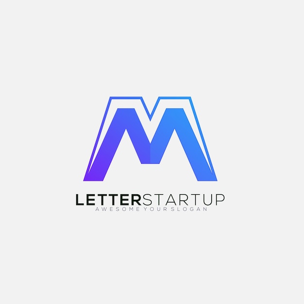Letter m logo design gradient color template
