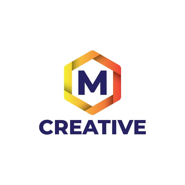 Letter M logo ontwerpsjabloon, zeshoekige logo met kleur voor de kleurovergang, moderne stijl geïsoleerd op een witte achtergrond.