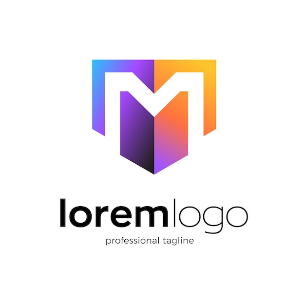 Vector letter m logo with colorful gradients
