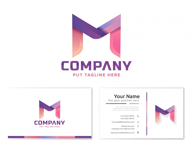 Letter m logo with stationery business card