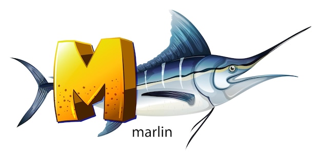 Vector a letter m for marlin