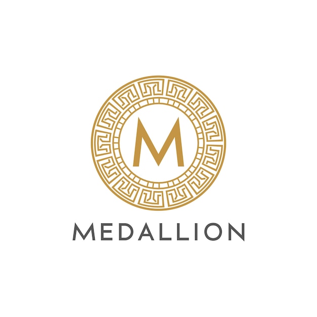 Letter M medaillon met oude Griekse cirkel monogram logo ontwerp