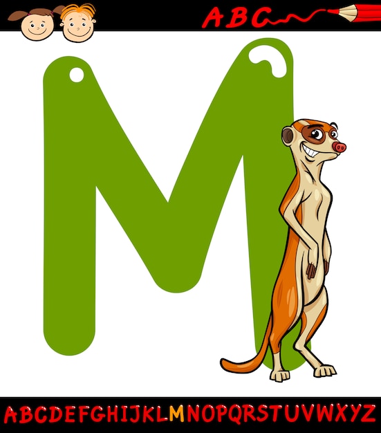 Vector letter m for meerkat cartoon illustration