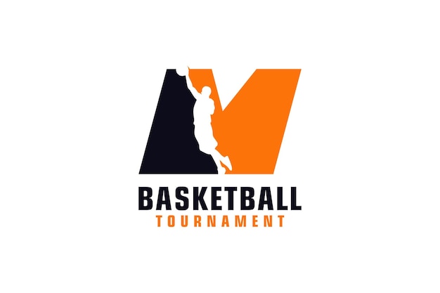 Letter M met basketbal Logo Design Vector Design Template Elementen voor Sport Team