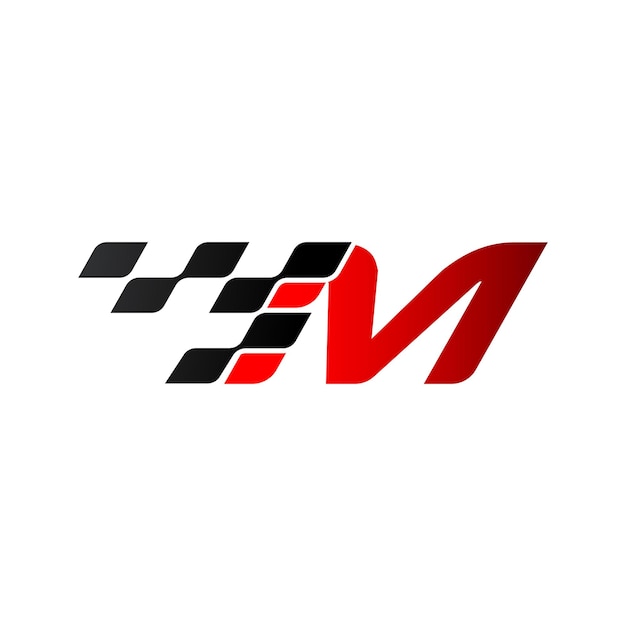 Vector letter m met racevlag-logo