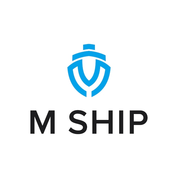 letter m met schip eenvoudig creatief geometrisch strak modern logo-ontwerp