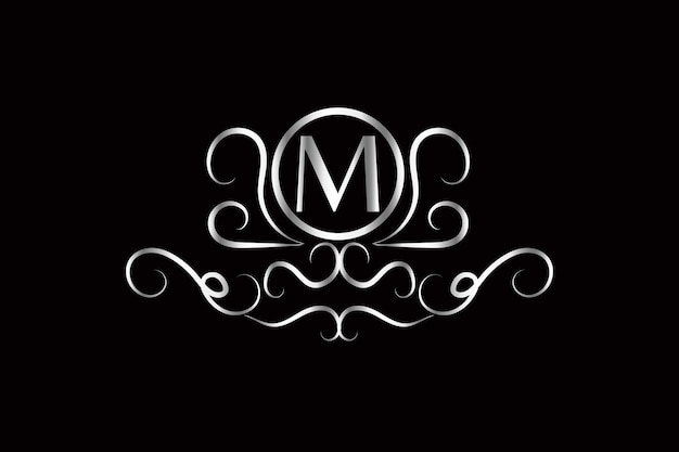 Letter m modern luxury logo with golden ornaments