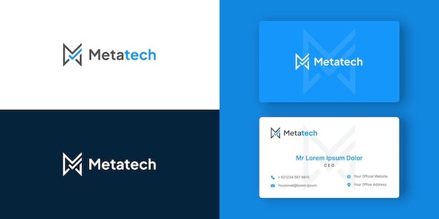 Letter m moderne metatech technologie logo sjabloon