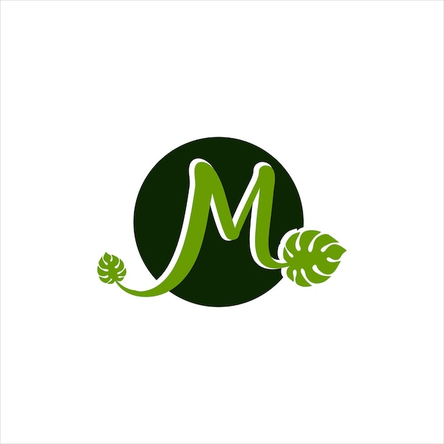 レターMモンステラロゴイラストデザイン