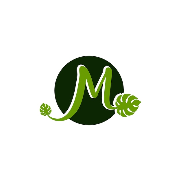 Vector letter m monstera logo illustration design