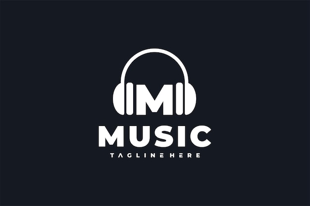 letter M muziek headset logo