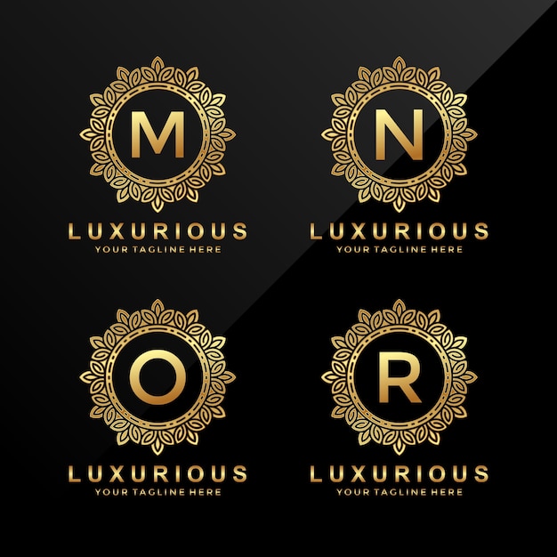 Letter m, n, o, r gold luxury logo design