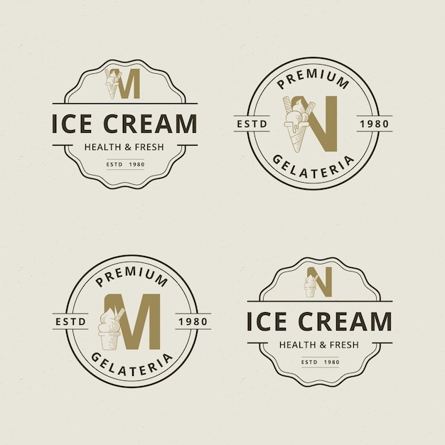 Letter m and n with abstract ice cream logo template