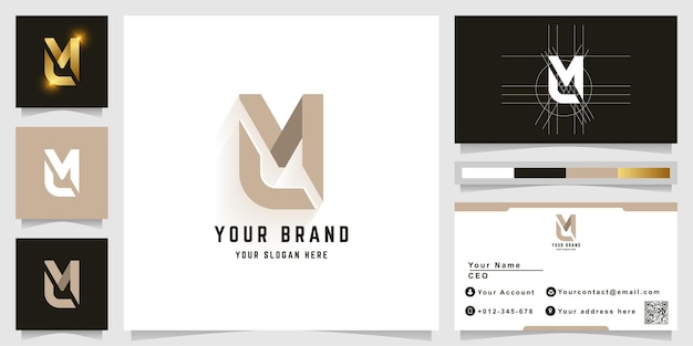 Letter M of LM monogram logo met visitekaartje ontwerp