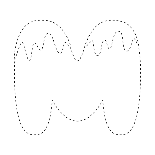 Letter M overtrekwerkblad voor kinderen