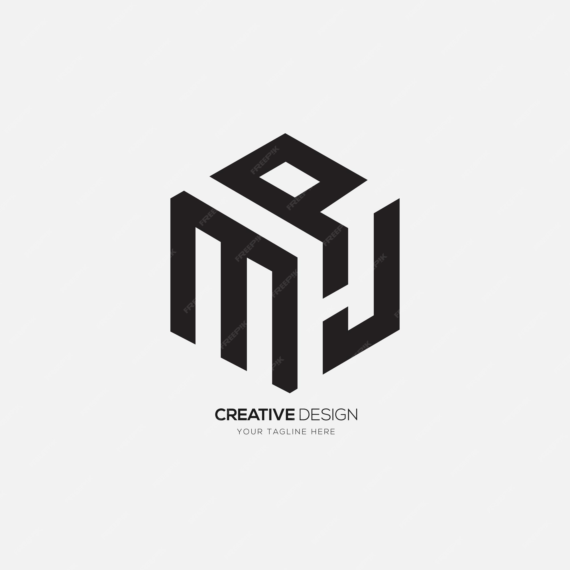 MM Monogram logo letter with polygonal geometric shape style