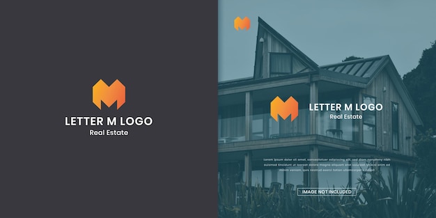 Lettera m per il modello del logo dell'agenzia immobiliare