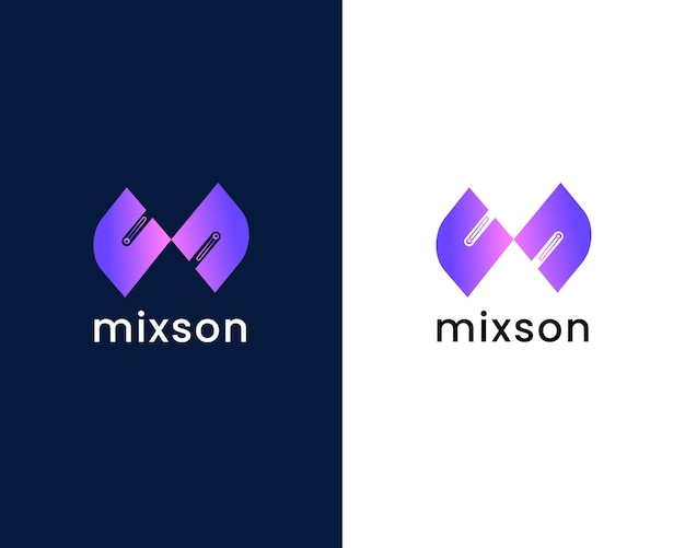 Vector letter m and s with connect logo design template