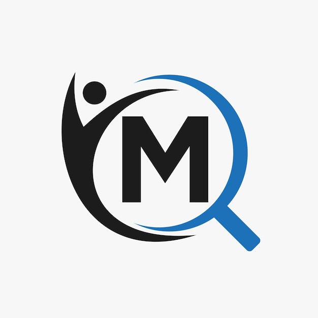 Letter m search and heathcare logo design community finder logo symbol