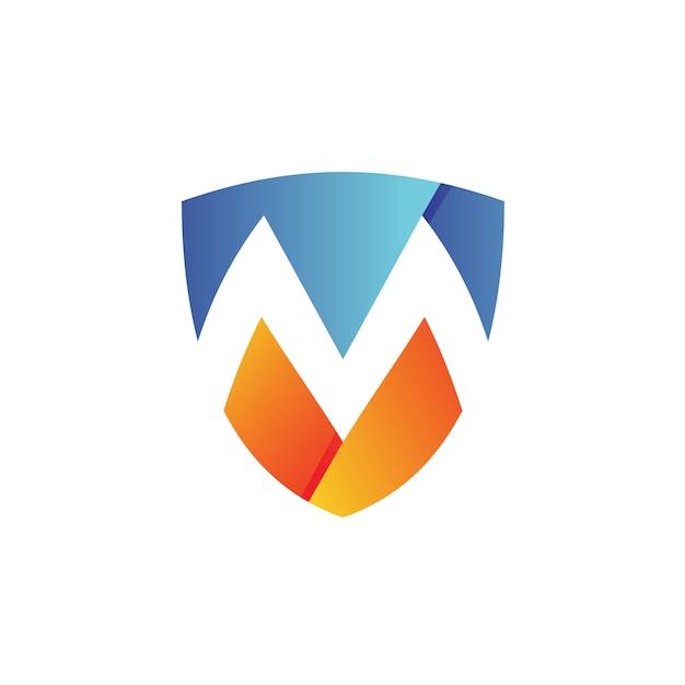 Letter m shield logo vector