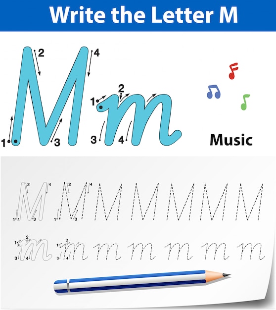 Letter m tracing alphabet worksheets