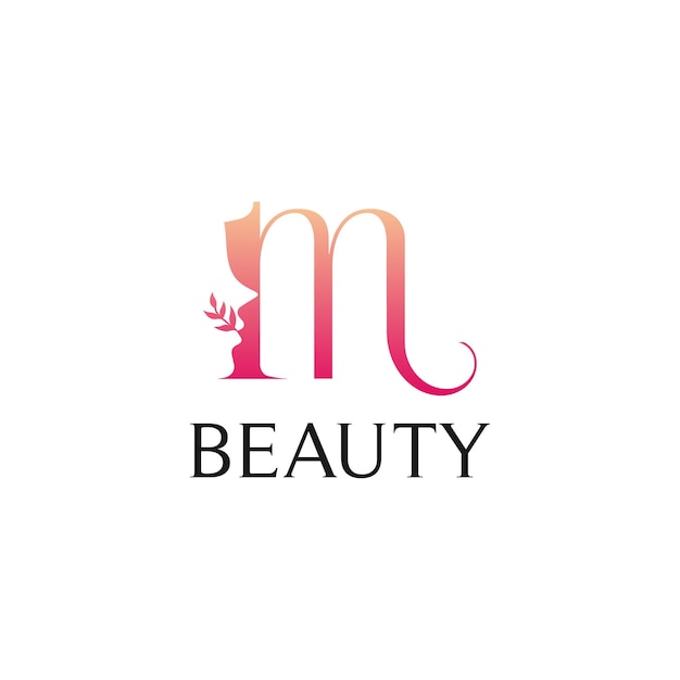 letter m vector logo design with negative space blend form woman face