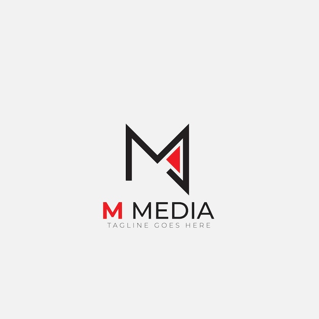 Letter M and Video play icon logo design simple and clean