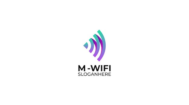 Letter M wireless logo icon design template elements