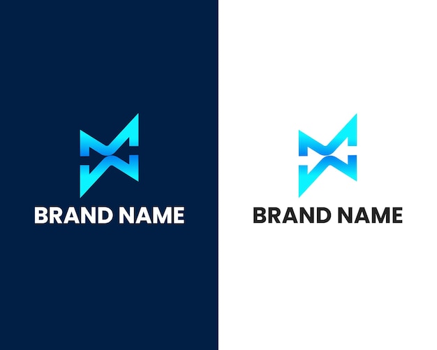 letter m with arrow modern logo design template