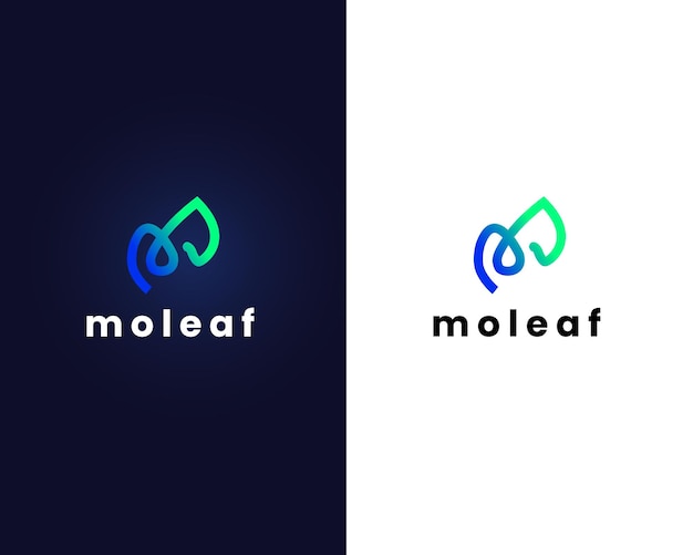 Letter m with leaf logo design template