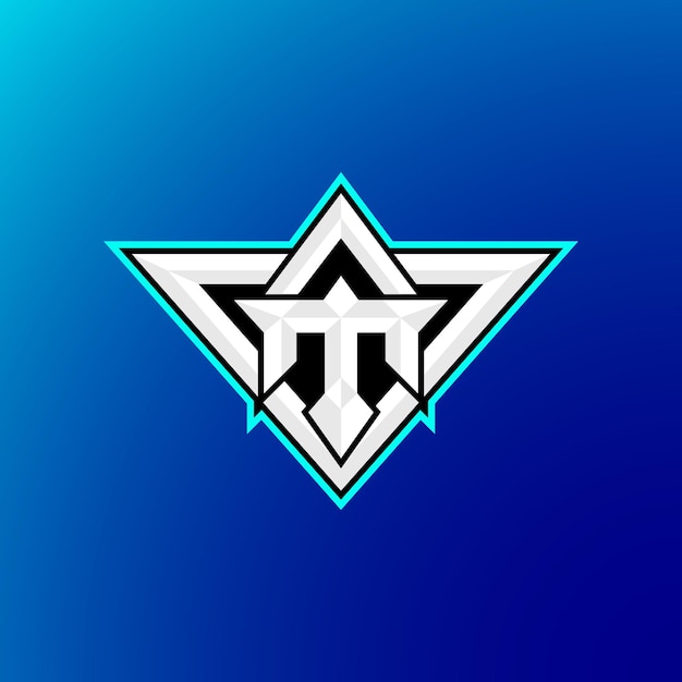 Lettera ma logo design con scudo triangolare in stile moderno logo per esport di gioco e gioco iniziale