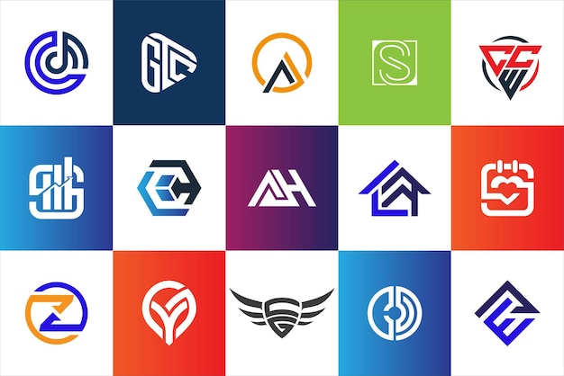 Letter mark Geometric Modern minimal initial Logo Design set collection for business company use