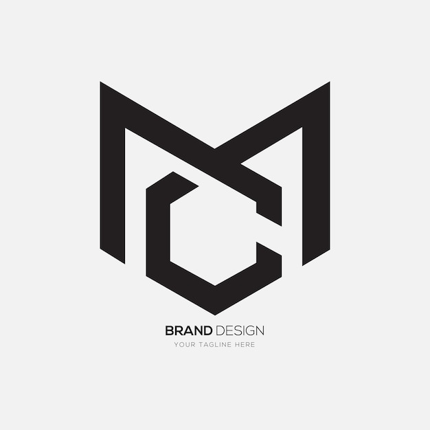 Letter mc or cm initial new unique shape geometric line art logo