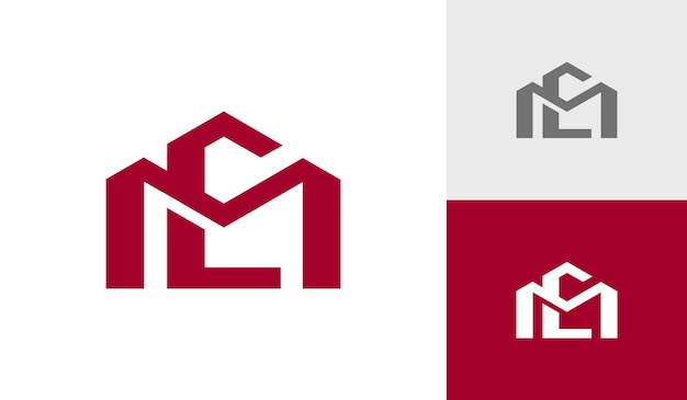 Letter MC or CM with house shape logo design vector