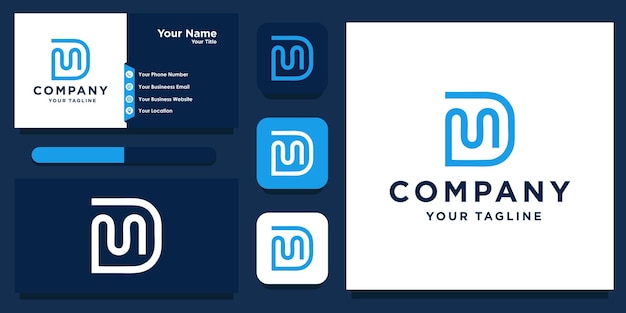 명함 디자인 문자 md 또는 dm 모노그램 로고 Premium 벡터