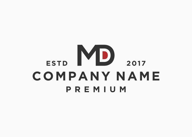 편지 md 로고 디자인 벡터 일러스트 템플릿