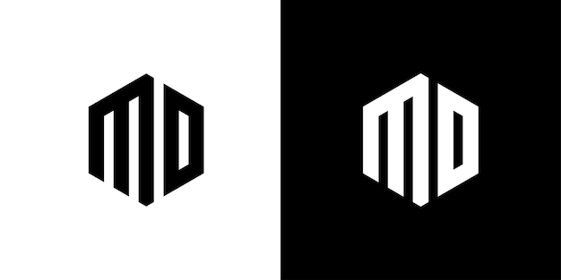 Letter MD veelhoek zeshoekig minimaal en trendy professioneel logo-ontwerp op zwart-witte backgro