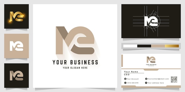 Letter me of ne monogram logo met visitekaartje ontwerp