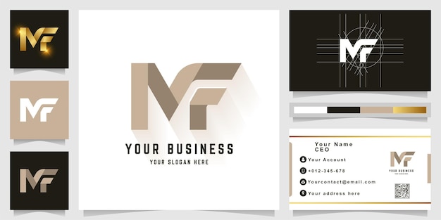 Letter MF or NF monogram logo with business card design