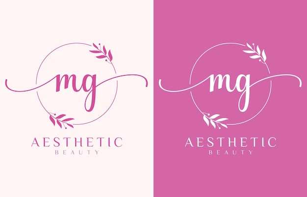 letter mg beauty logo with flourish ornament
