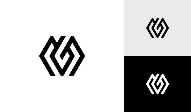 Letter MG or GM hexagon logo vector