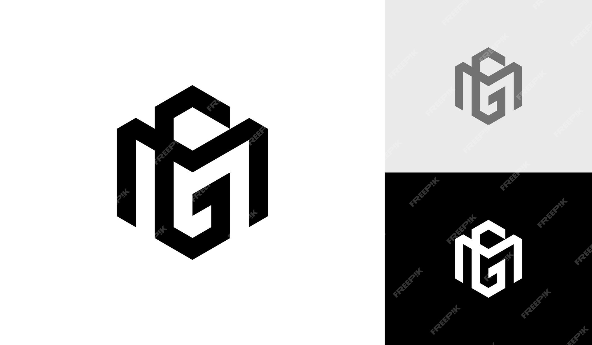 Premium Vector  Letter mg or gm initial hexagon monogram logo design vector