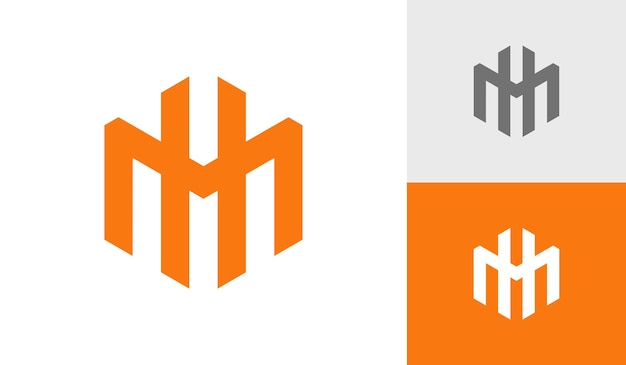 Вектор Дизайн логотипа с шестигранной буквой mh или hm