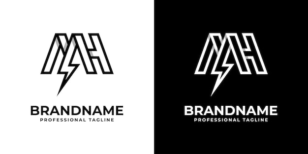 Lettera mh thunderbolt logo adatto a qualsiasi azienda con le iniziali mh o hm
