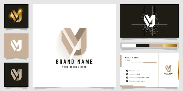 Letter MJ or MY monogram logo with business card design