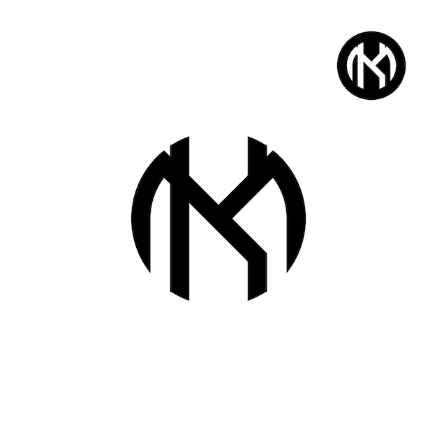 Letter MK KM Circle Bold 로고 디자인