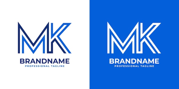 MK Letter Line Monogram ロゴは,MKまたはKMのイニシャルでビジネスに適しています.